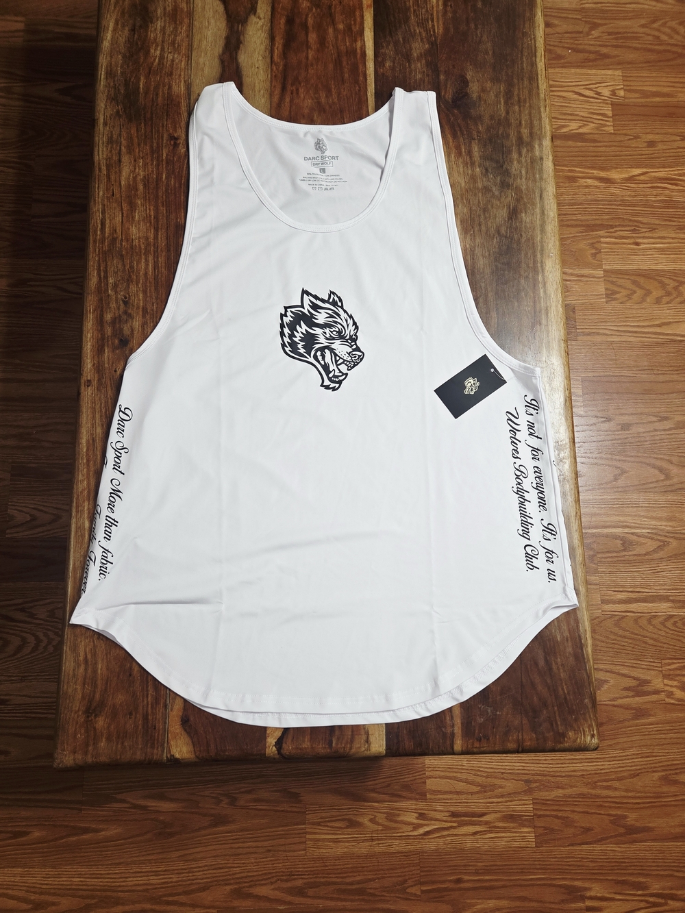 Darc Sport "Our Tale" Dry Wolf Men's White Tank-Top. Size Large